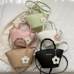 Solid PU Leather Crossbody Bag Zipper Girl's Handbag