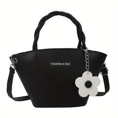 Solid PU Leather Crossbody Bag Zipper Girl's Handbag