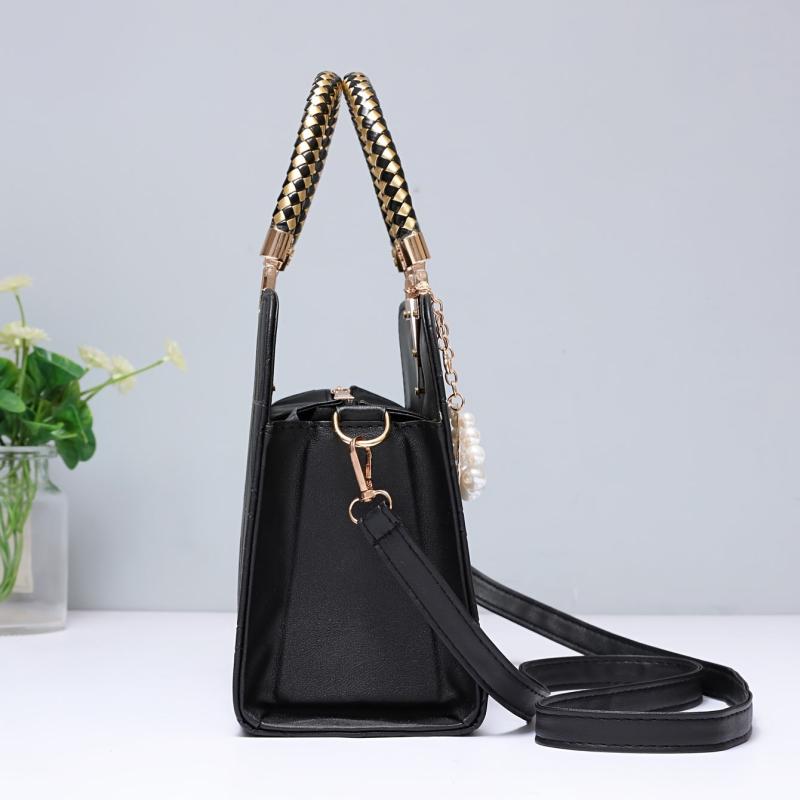 Argyle Embossed Square Handbag PU Leather Crossbody Bag Women's Top Handle Purse