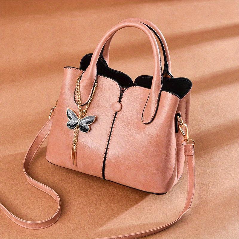 Small Stitching Satchel Purse Vegan Leather Crossbody Bag