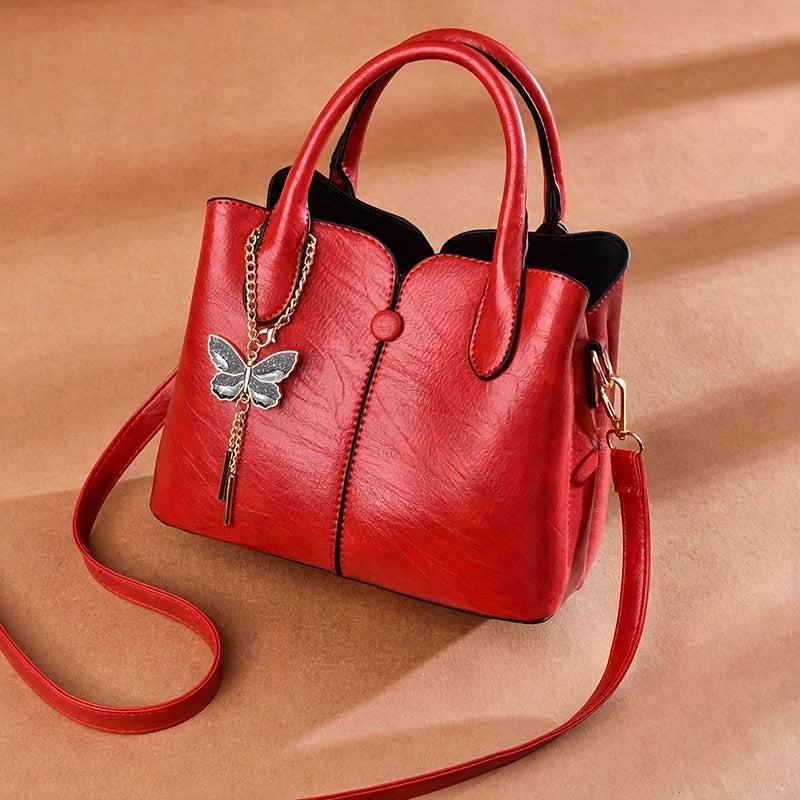 Small Stitching Satchel Purse Vegan Leather Crossbody Bag