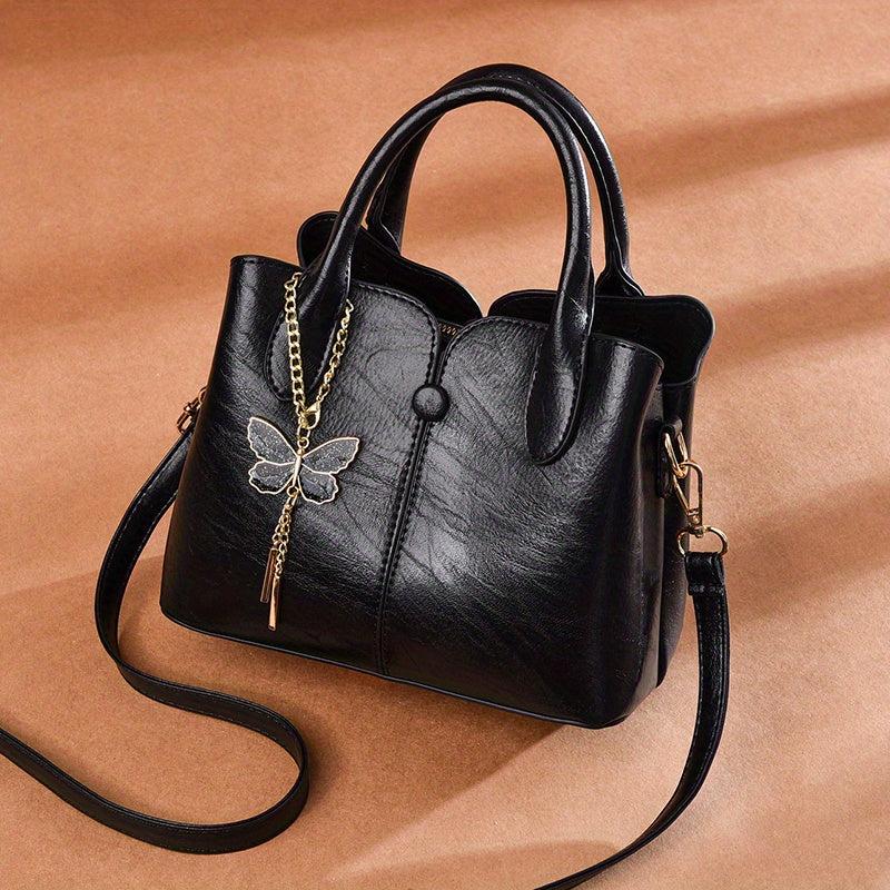 Small Stitching Satchel Purse Vegan Leather Crossbody Bag