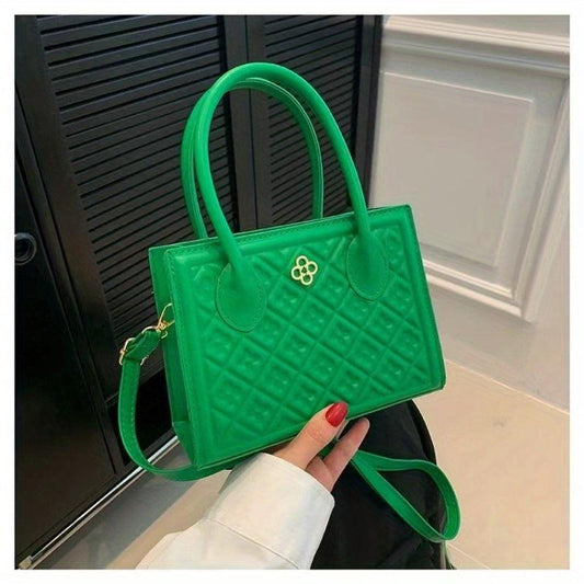 Geometric Embossed Square Satchel Bag