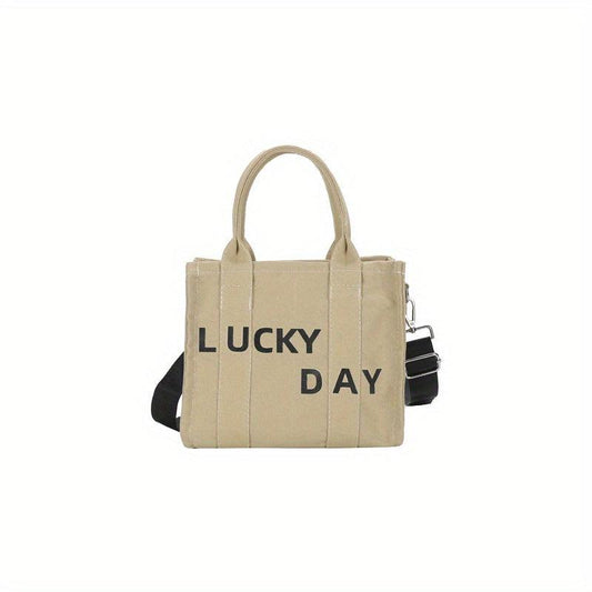 Canvas Tote Bag with Shoulder Strap, Crossbody Bag for School Shopping Office