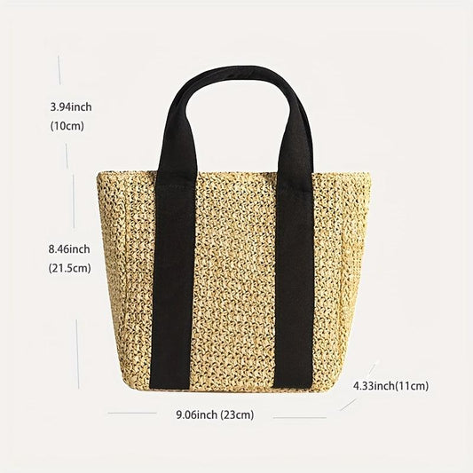 Portable Straw Satchel Bag for Travel