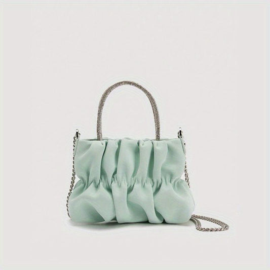 Pleated Metal Chain Crossbody Handbag