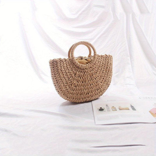 Vintage Straw Woven Crossbody Bag Boho Style Beach Bag