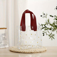 Daisy Floral Print Clear Handbag PVC Transparent Tote Bag