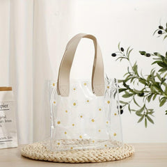 Daisy Floral Print Clear Handbag PVC Transparent Tote Bag