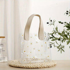 Daisy Floral Print Clear Handbag PVC Transparent Tote Bag