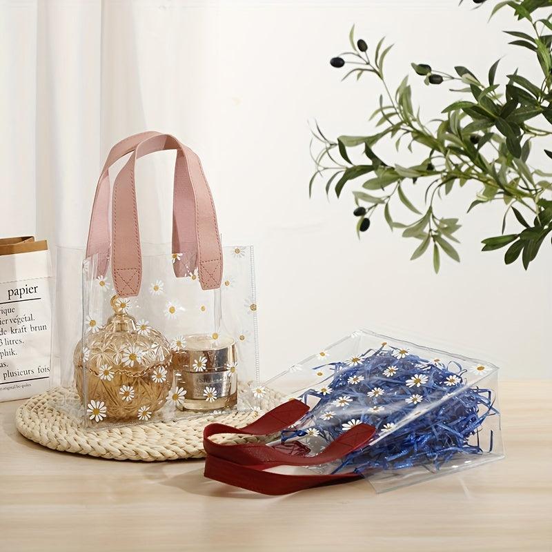 Daisy Floral Print Clear Handbag PVC Transparent Tote Bag