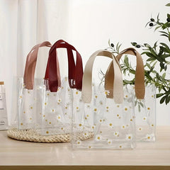 Daisy Floral Print Clear Handbag PVC Transparent Tote Bag