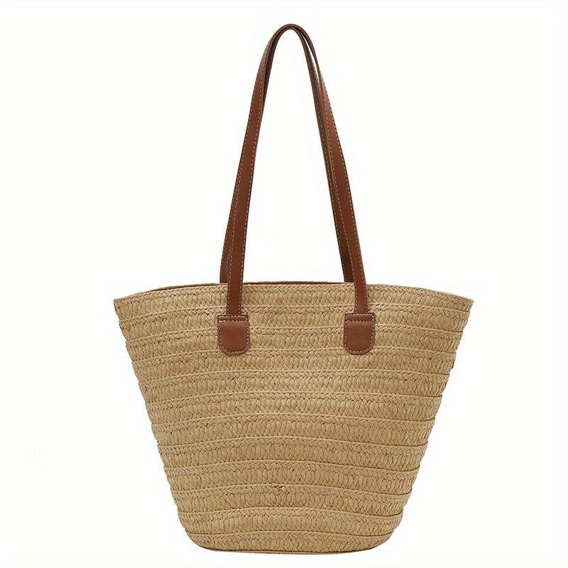 Straw Woven Large Capacity Tote Bag Lightweight Shoulder Bag