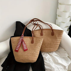 Straw Woven Large Capacity Tote Bag Lightweight Shoulder Bag
