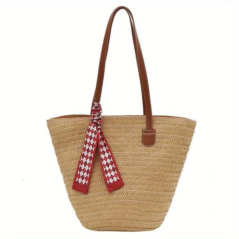 Straw Woven Large Capacity Tote Bag Lightweight Shoulder Bag