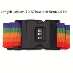 Rainbow Luggage Strap With Password Lock Travel Accessory