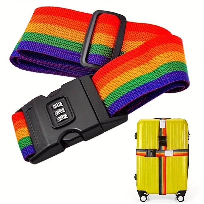 Rainbow Luggage Strap With Password Lock Travel Accessory