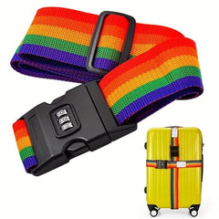 Rainbow Luggage Strap With Password Lock Travel Accessory