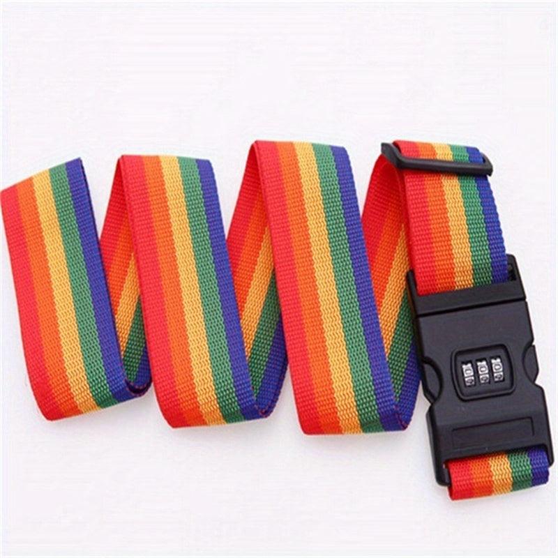 Rainbow Luggage Strap With Password Lock Travel Accessory