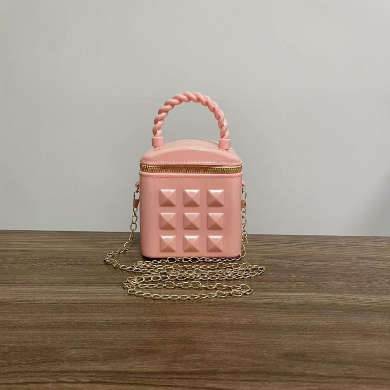 Small Solid Satchel Bag Zipper Crossbody Chain Bag
