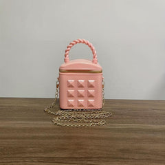Small Solid Satchel Bag Zipper Crossbody Chain Bag