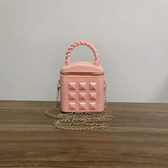 Small Solid Satchel Bag Zipper Crossbody Chain Bag
