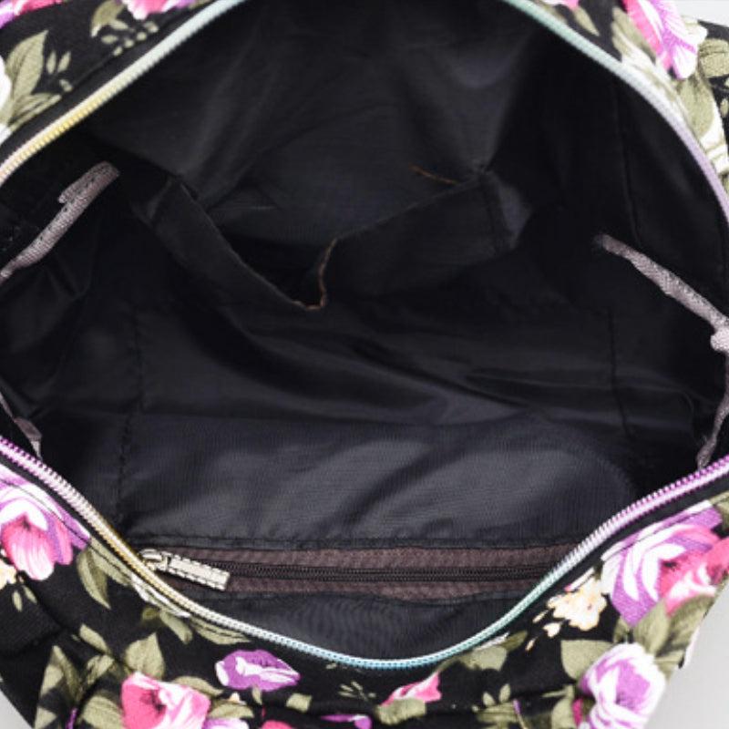 Flower Pattern Satchel Handbag Canvas Lightweight Decorative Satchel Bag Purse