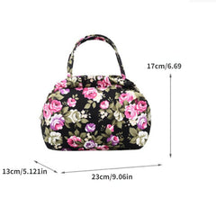 Flower Pattern Satchel Handbag Canvas Lightweight Decorative Satchel Bag Purse