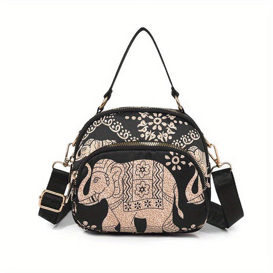 Ethnic Style Elephant Pattern Crossbody Bag Women's Purse