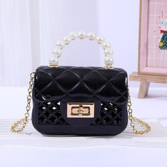 Mini Jelly Handbag Pearl Handle Silicone Crossbody Bag