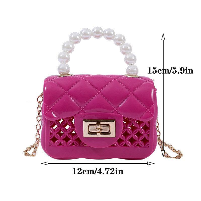 Mini Jelly Handbag Pearl Handle Silicone Crossbody Bag