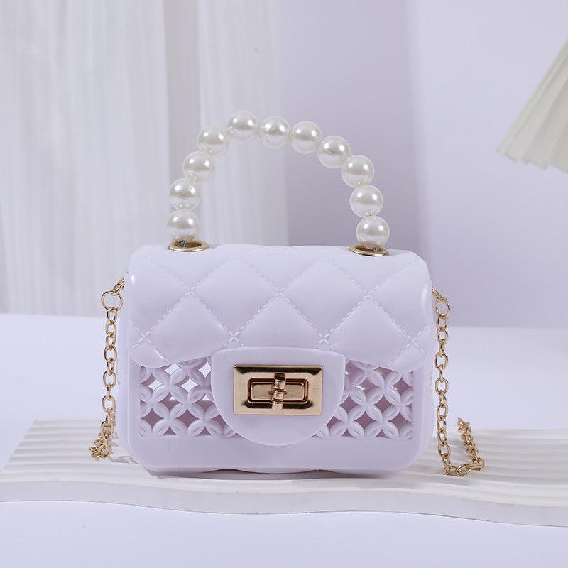Mini Jelly Handbag Pearl Handle Silicone Crossbody Bag