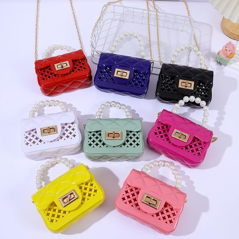 Mini Jelly Handbag Pearl Handle Silicone Crossbody Bag