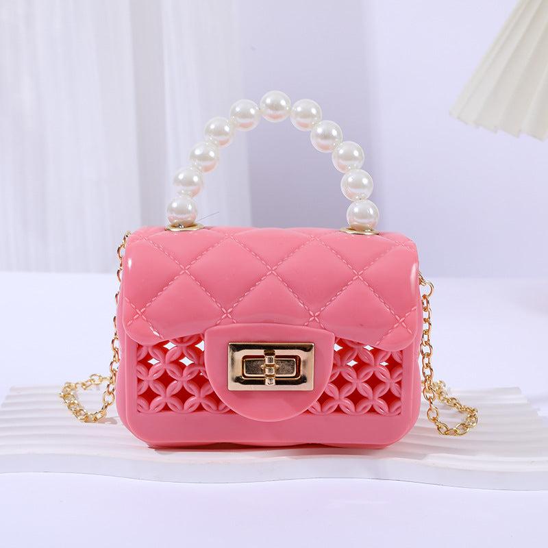 Mini Jelly Handbag Pearl Handle Silicone Crossbody Bag