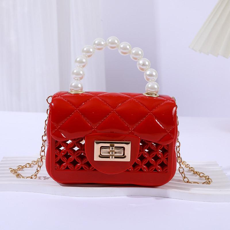 Mini Jelly Handbag Pearl Handle Silicone Crossbody Bag