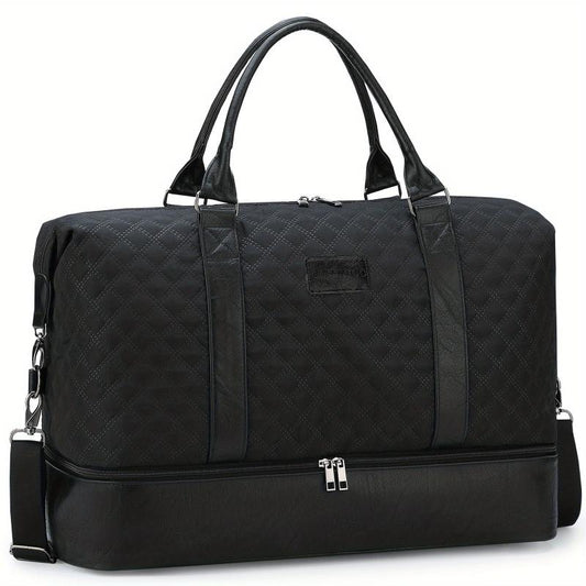 Quilted Large Capacity Weekender Duffle Bag Lightweight Luggage Bag