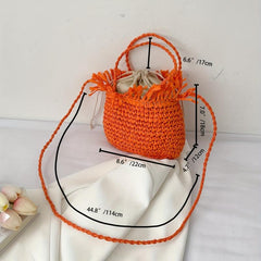 Boho Style Fringe Beach Bag Straw Handbag