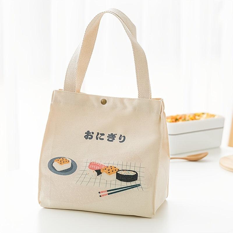 Cartoon Pattern Canvas Bucket Bag Large Capacity Lunch Box Handbag