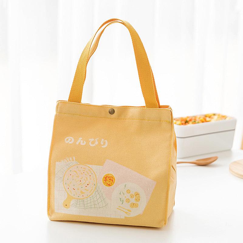 Cartoon Pattern Canvas Bucket Bag Large Capacity Lunch Box Handbag