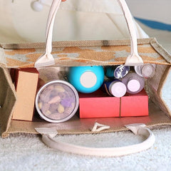 Floral & Letter Print Square Bag Portable Top Double Handles Handbag