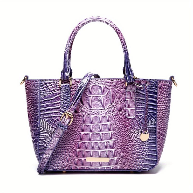 Crocodile Pattern Leather Handbag Vintage Gradient Shoulder Bag