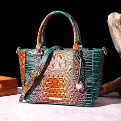 Crocodile Pattern Leather Handbag Vintage Gradient Shoulder Bag
