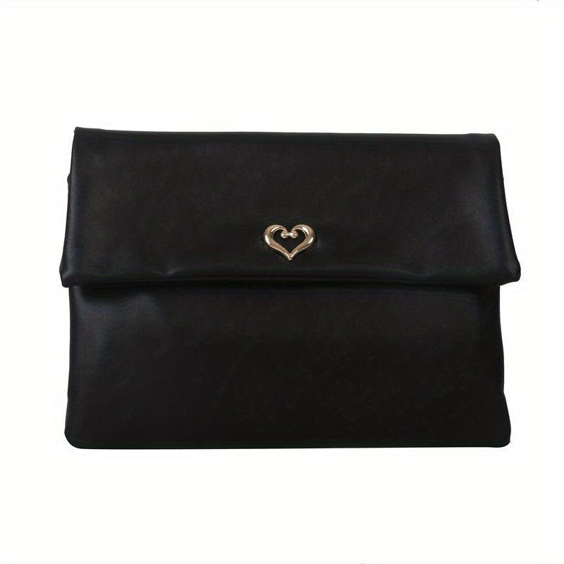 Metal Love Decor Clutch Wallet All Match Flap Coin Purse