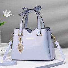 Metal Leaf Decor Crossbody Bag PU Leather Satchel Bag