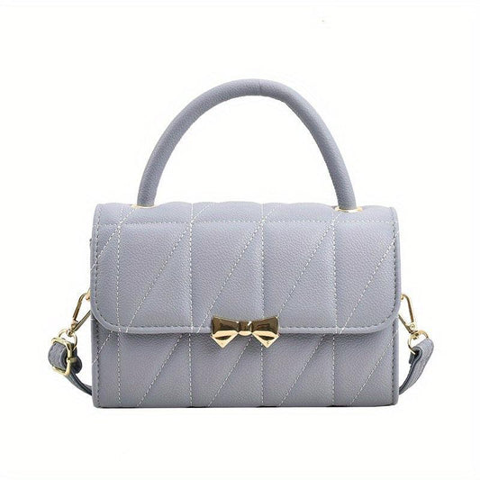Rhombus Quilted Handbag Women Bow Crossbody Bag Flap Purse
