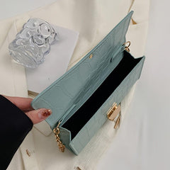 Stone Pattern Metal Chain Underarm Bag PU Leather Textured Bag