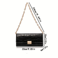 Stone Pattern Metal Chain Underarm Bag PU Leather Textured Bag