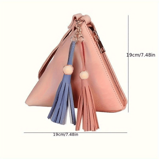 Triangle Coin Purse Tassel Wrist Bag Versatile Clutch Handbag