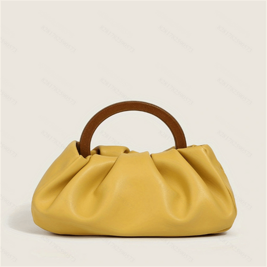 Niche Ruched Satchel Bag All Match Handbag With Round Handle