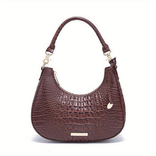Crocodile Pattern Leather Shoulder Bag for Women